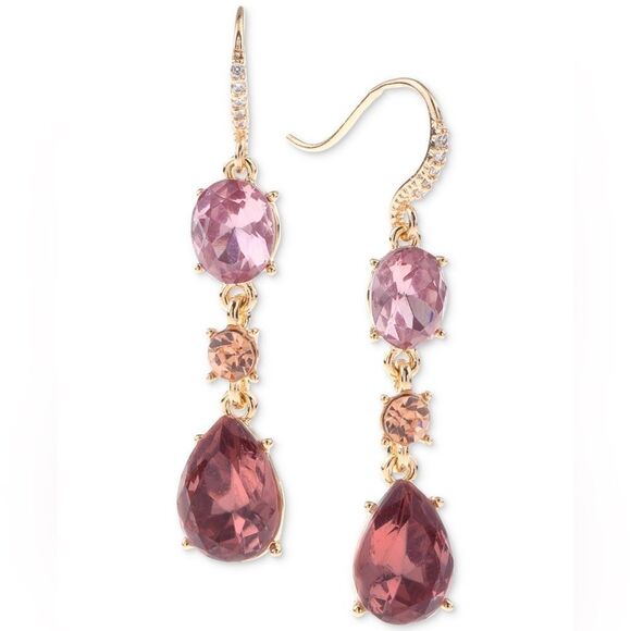 Charter Club Gold and Pink Drop 2”Earrings - Picture 1 of 3